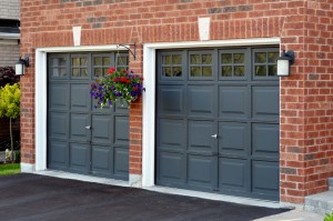 Double Garage with flower pot