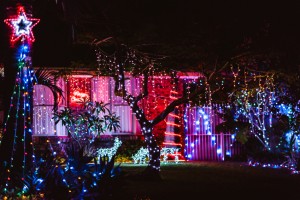 House decorated with lights for Christmas
